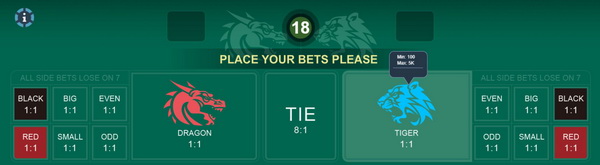 Bet Options and Payout dragon tiger